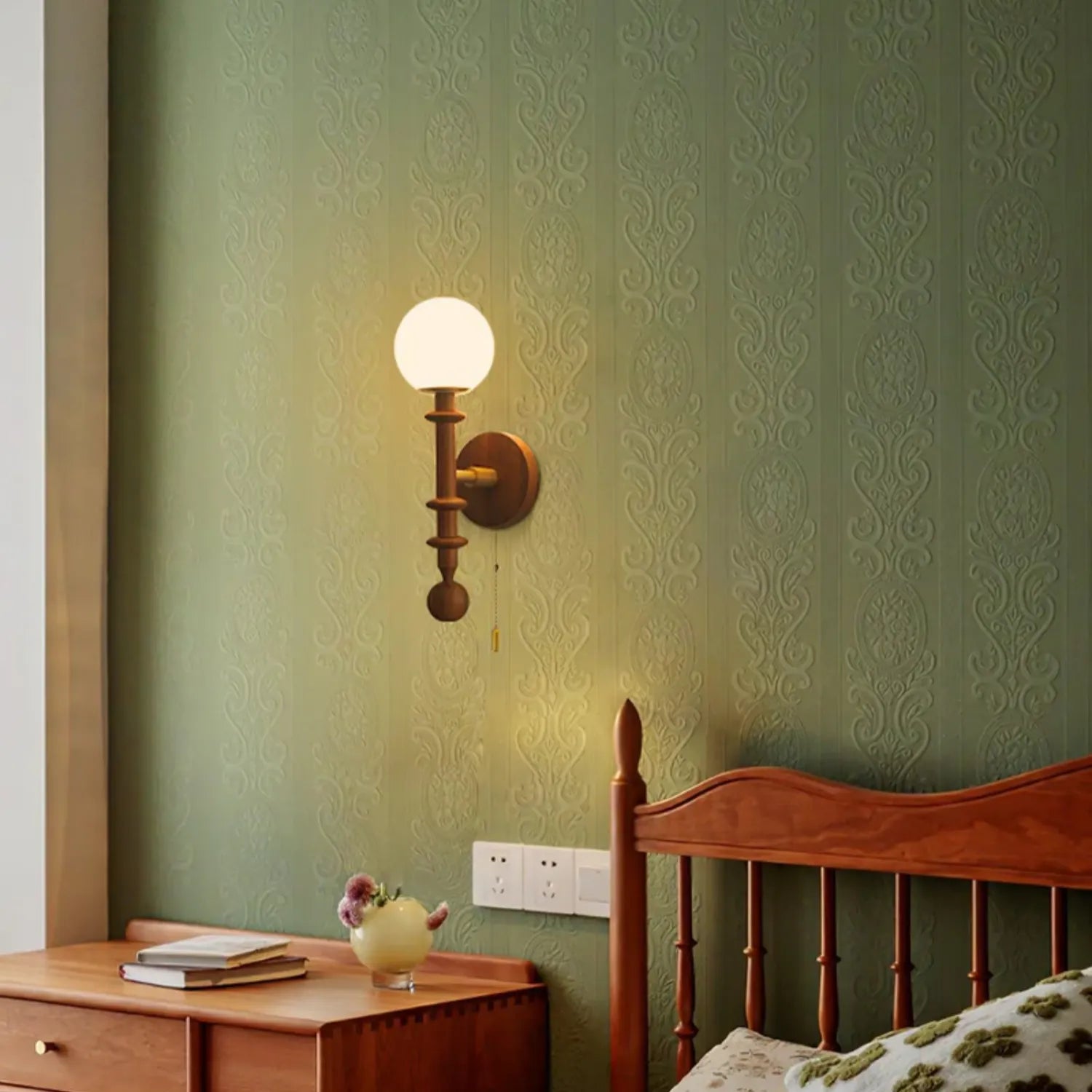 Wall Sconce Lighting Fixture | Elegant Metal and Wood Design 6