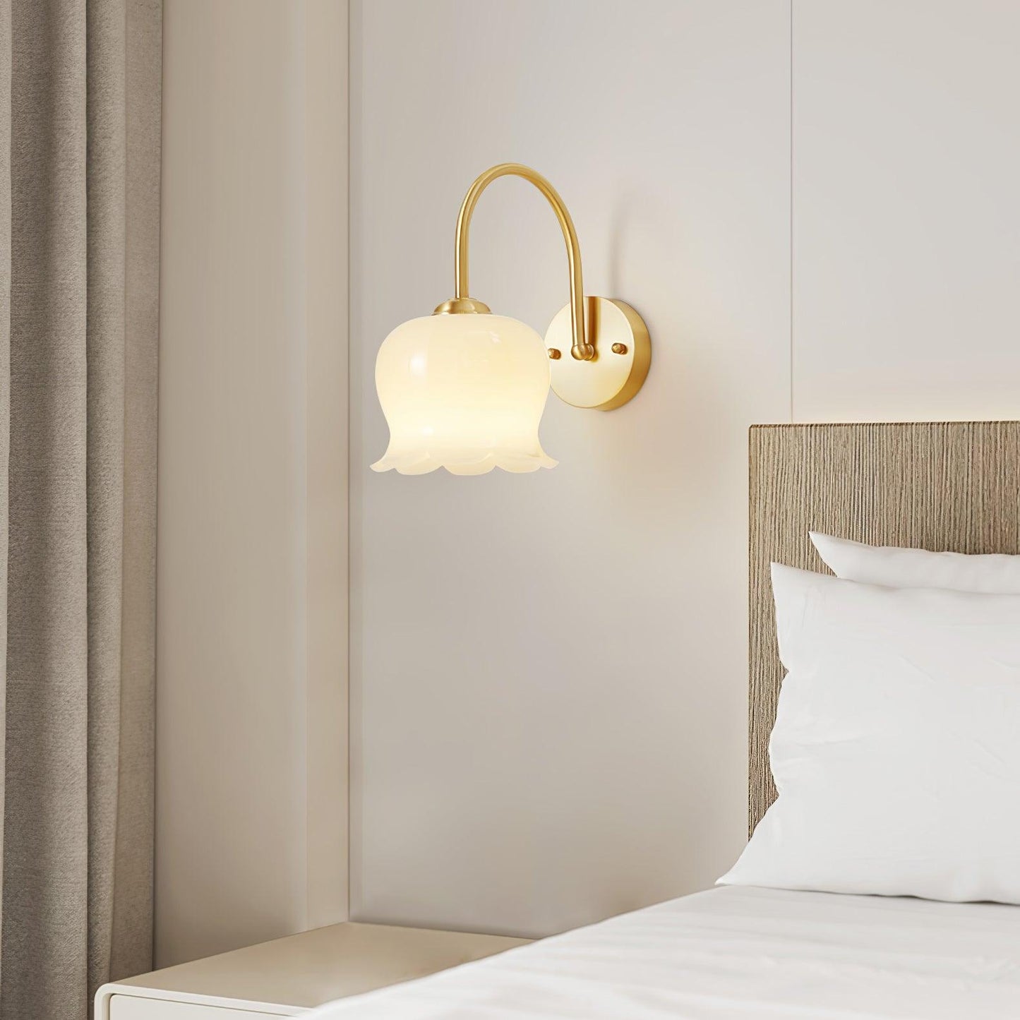 Wall Sconce Lighting | Elegant Brass Fixture with Orchid Glass Shade 3