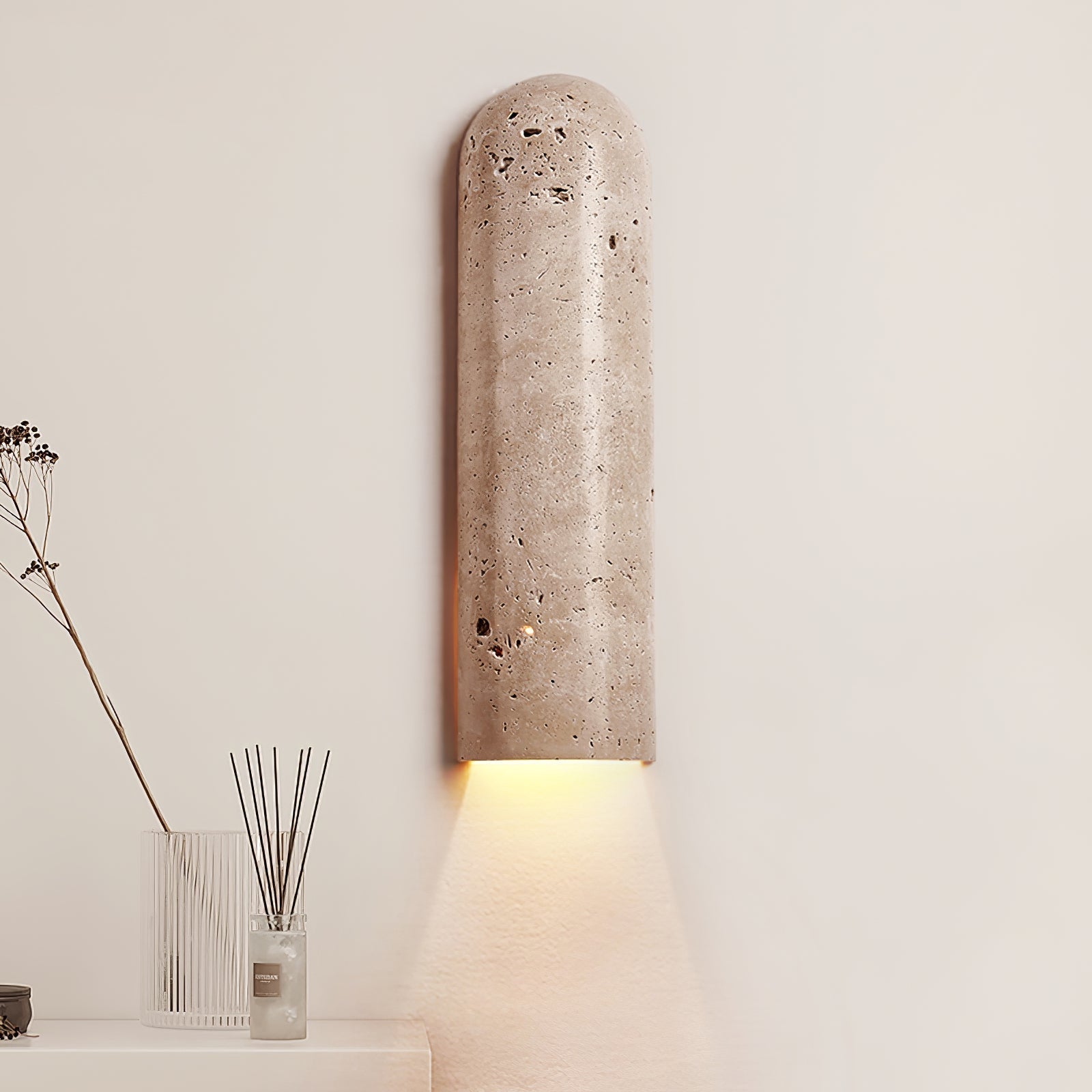 Wall Sconce | Natural Travertine with Soft Downlight for Modern Spaces 5
