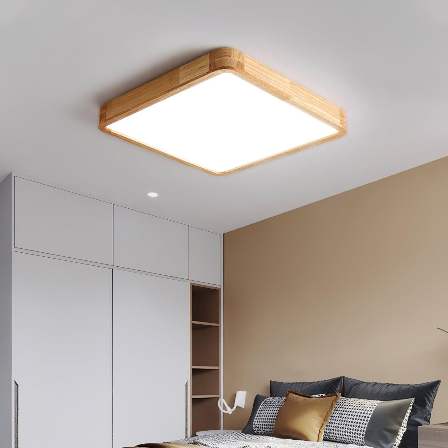 Wooden Geometric Ceiling Light | Adjustable LED with Modern Aesthetics 4