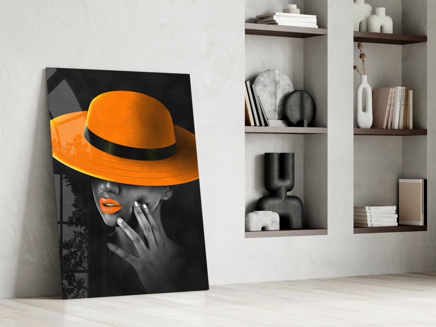 Orange Hat Glass Wall Art