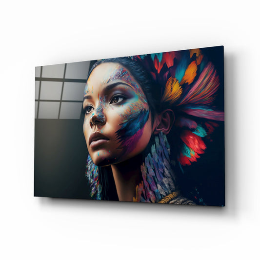Girl with a Tattoo Glass Wall Art  || Designer Collection